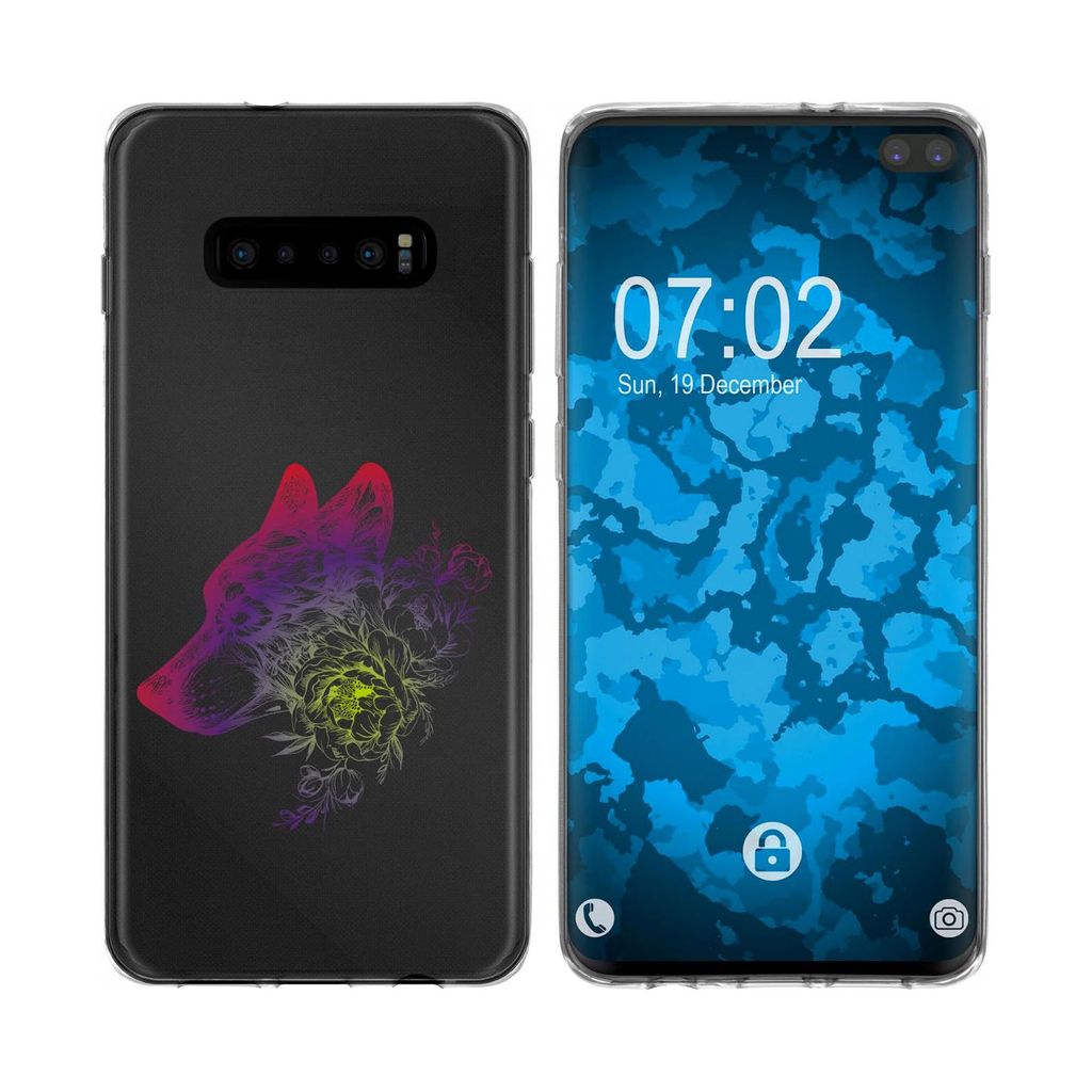 PhoneNatic Case kompatibel mit Samsung Galaxy S10 Silikon-Hülle Floral Wolf M3-5