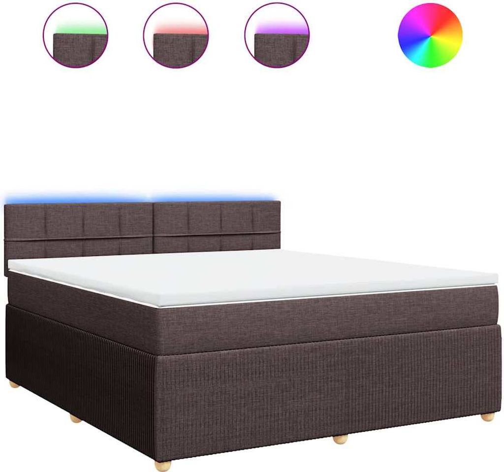 vidaXL Boxspringbett mit Matratze Dunkelbraun 180x200 cm Stoff