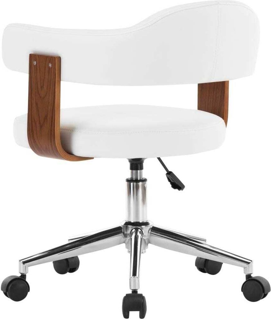"im Sonderangebot"Drehbarer Bürostuhl - CLORIS - Bürostuhl - Ergonomischer und langlebig - Weiß Bugholz und Kunstleder - 55 x 50 x (70-78) cm - ...