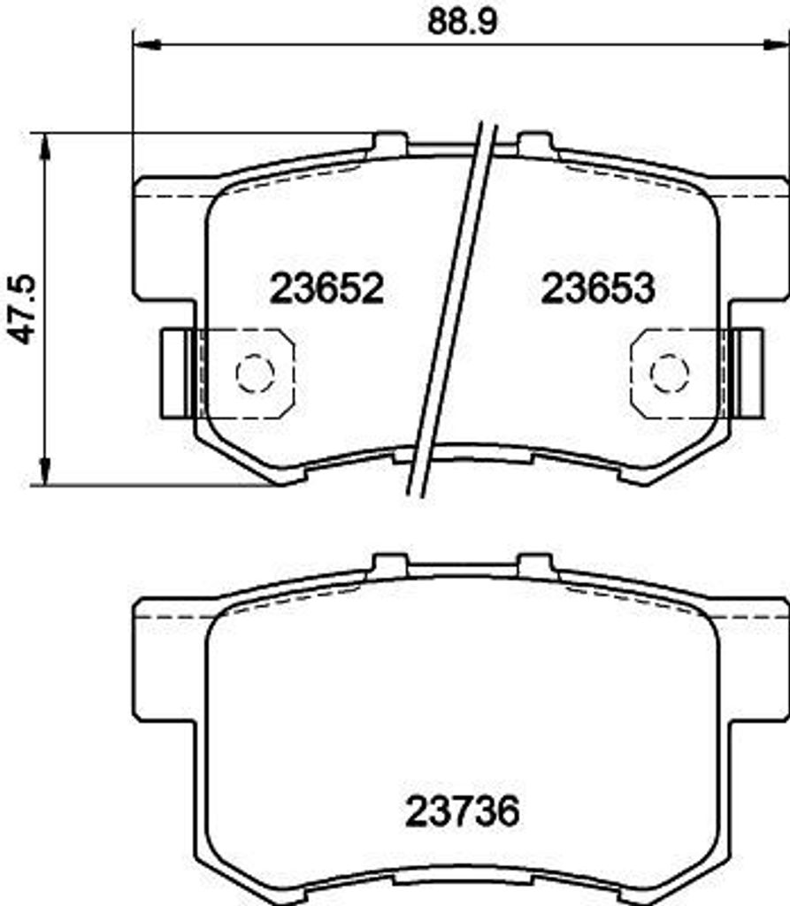 Bremsbelagsatz Scheiben mit Verschleißwarnung 14,8 mm HELLA für u.a. HONDA FR-V