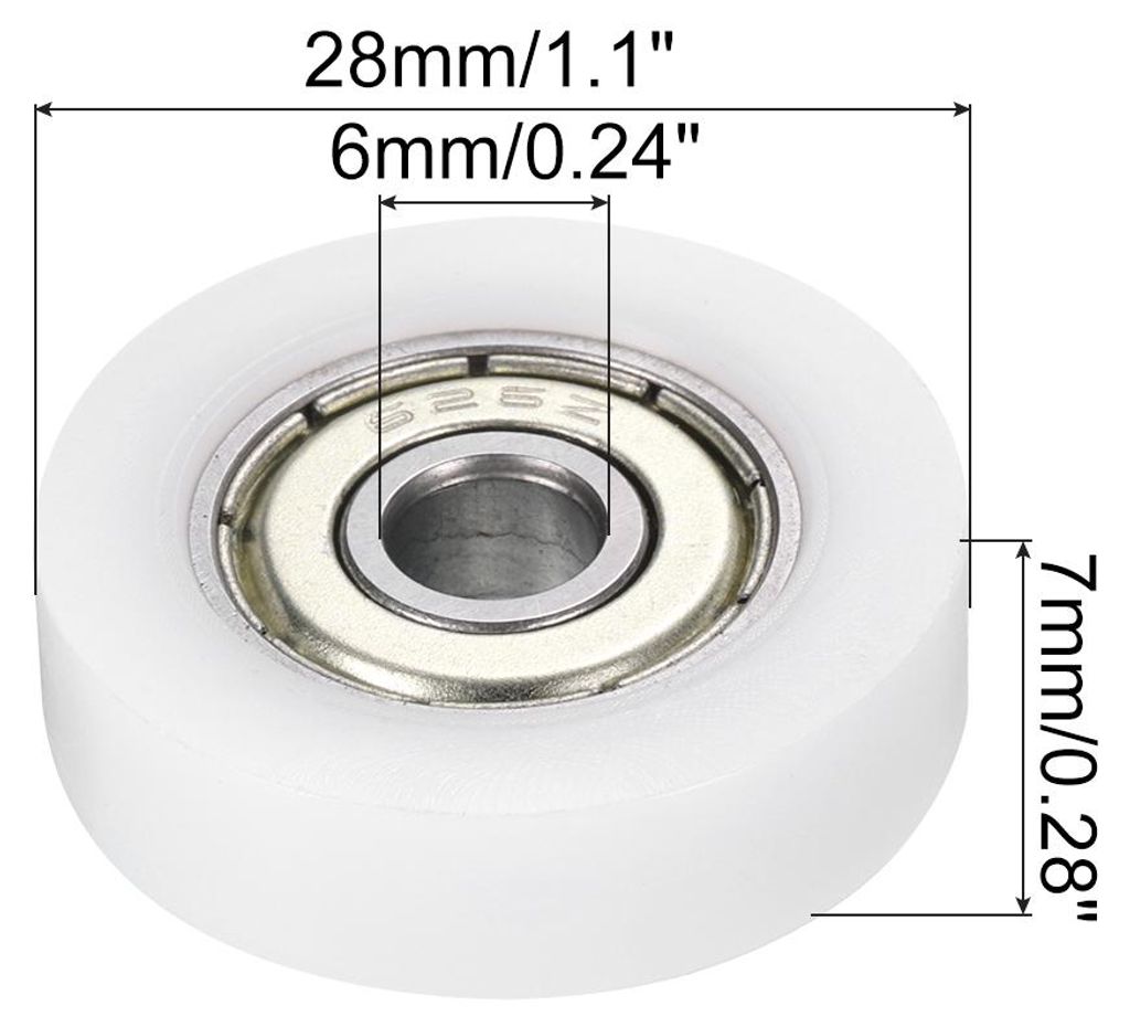 Nylon Riemenscheibe Rad 6x28x7mm 4 Packung 608zz Lager Gleit F?rderer Rolle Rad fš¹r Tš¹r Fenster Schublade Hardware Fahren Mechanik Ausrš¹st...