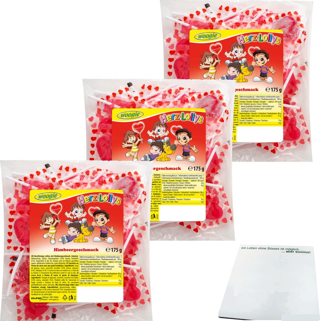 Woogie Herzlollys Himbeergeschmack 3er Pack (3x175g Produktbild 