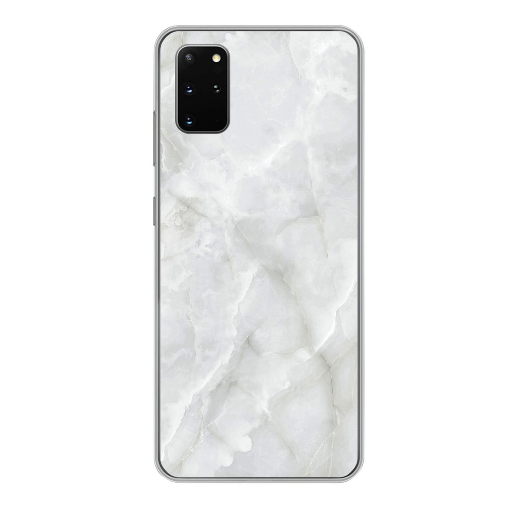 MuchoWow Handyhülle Schutzhülle Hülle für Samsung Galaxy S20 Plus Marmor - Weiß - Muster - Stein - Marmoroptik Silikon Softcase Handy Hülle...