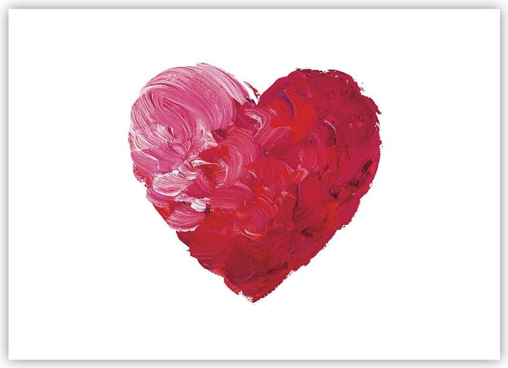 Poster - Poster ohne Rahmen - Rot Herz Aquarell - 70x50 cm - Wand Bild - Wanddeko - Wandbilder - Kunstposter - Wandposter - Bilder - Kunstdruck - W...