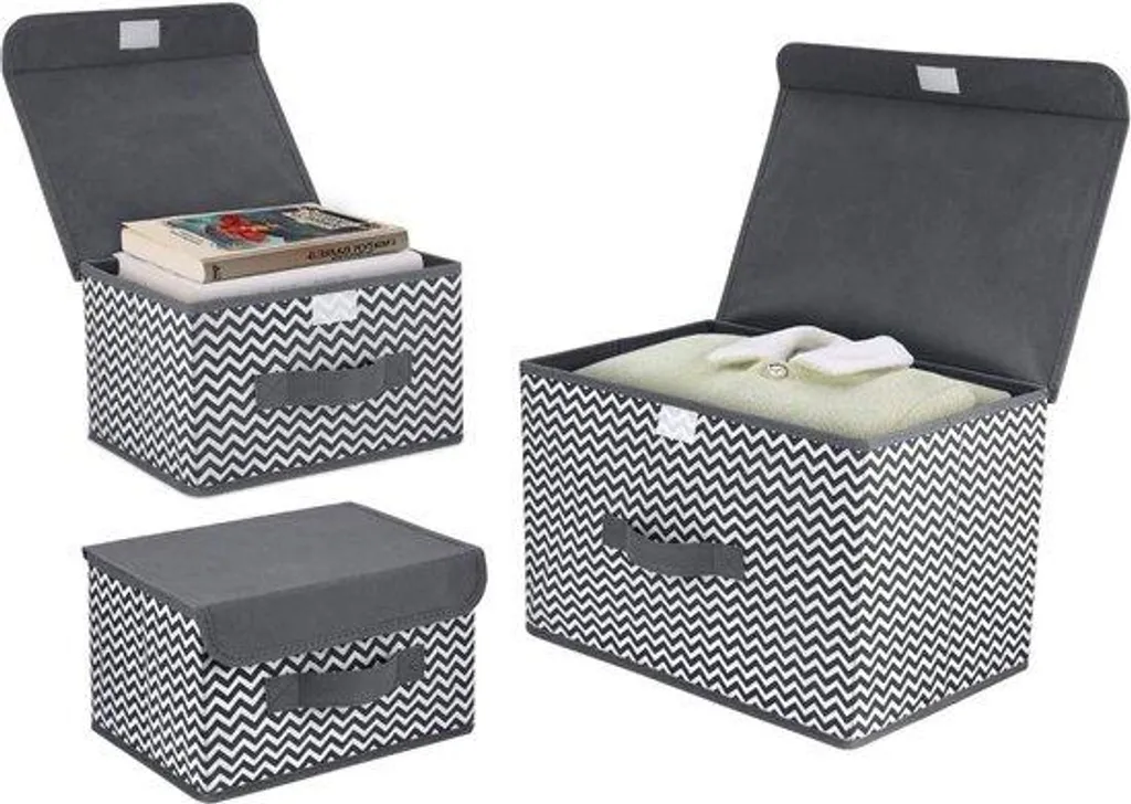 Boîte de rangement blanche et noire Modèle L - Organisateur empilable