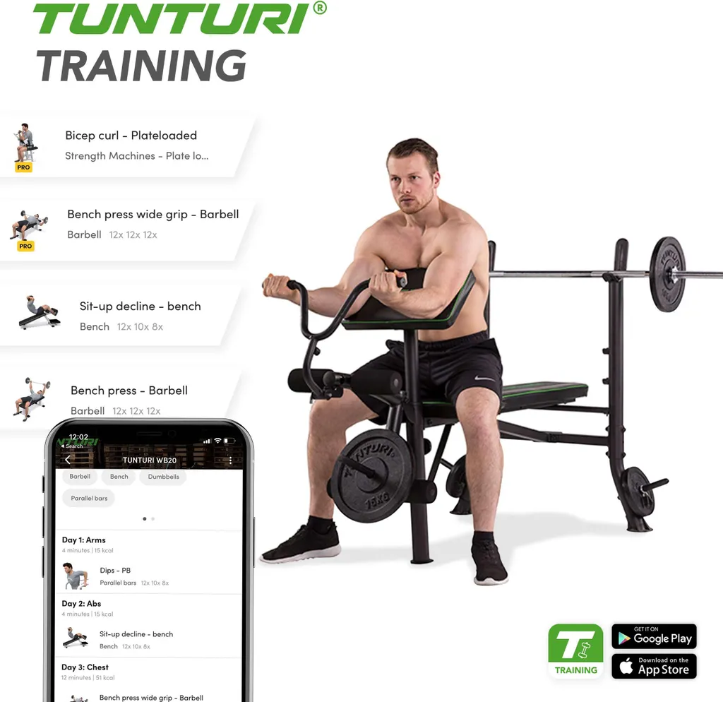 Banc de musculation compact Tunturi WB40 avec repose-barre et leg developer - 9