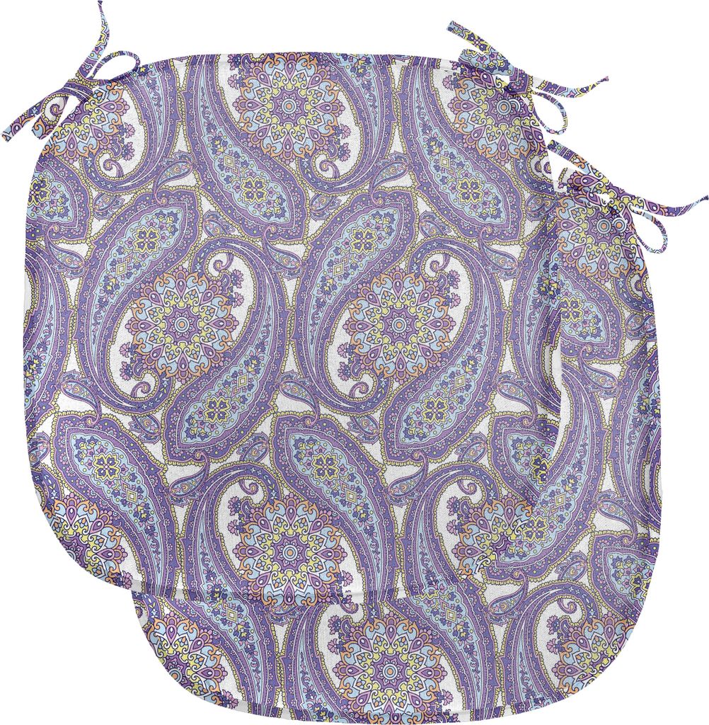ABAKUHAUS Paisley Polster für Esszimmerstühle, Blume, Dekoratives wasserfestes Kissen mit Riemen für Küchensitze, 40 cm x 40 cm-2er Pack, Blau ...