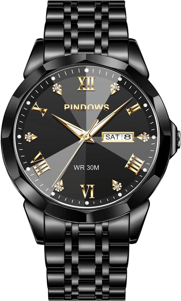 Luxus Quarz-Analoguhr Datumsanzeige & großem Ziffernblatt wasserdichte modische Business-Armbanduhr Elegante zweifarbige Edelstahl-Klassiker-Herre...