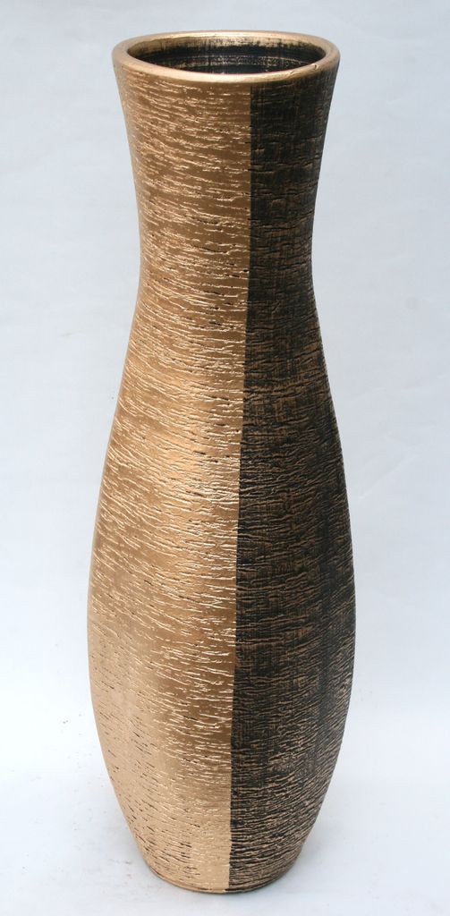 Bodenvase Dekovase Keramik Schwarz Gold ca.60 CM inkl. Vaseneinsatz - Modell: Goldi A - Standard