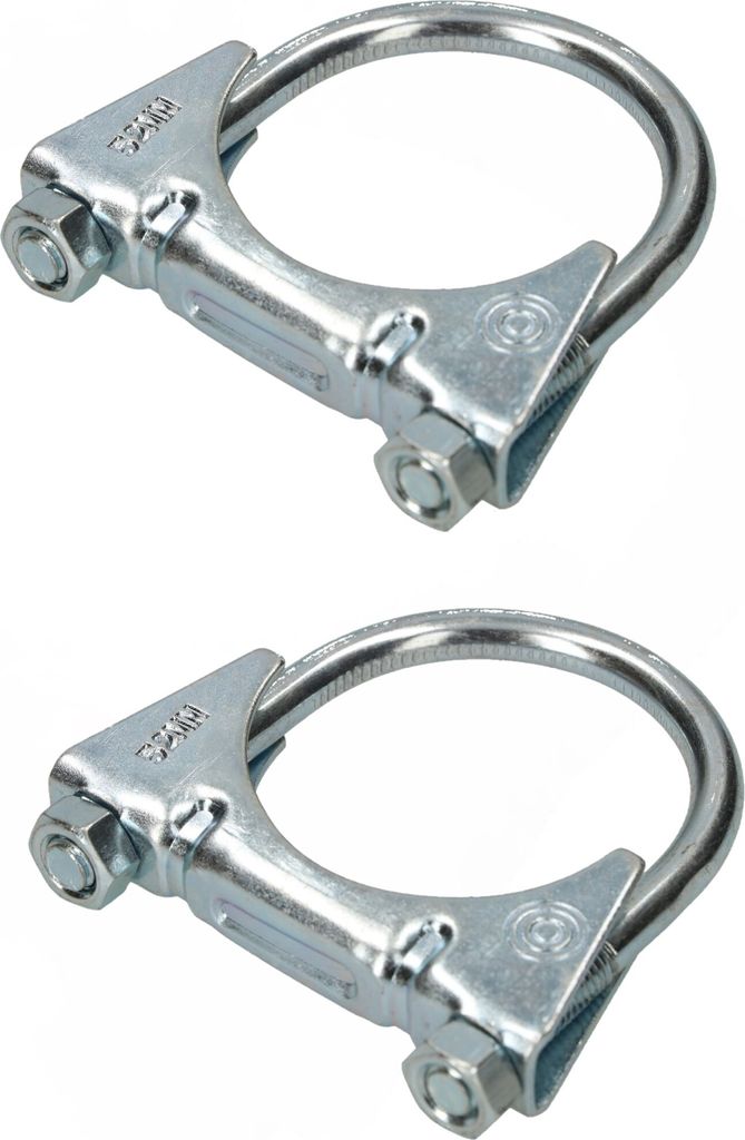 KOTARBAU 2er Set Bügelschelle 52 mm Auspuffschelle Rohrschelle Rohrbügelschelle U-Bolzen für Montage von Antennen Rohren Masten Universalschel...