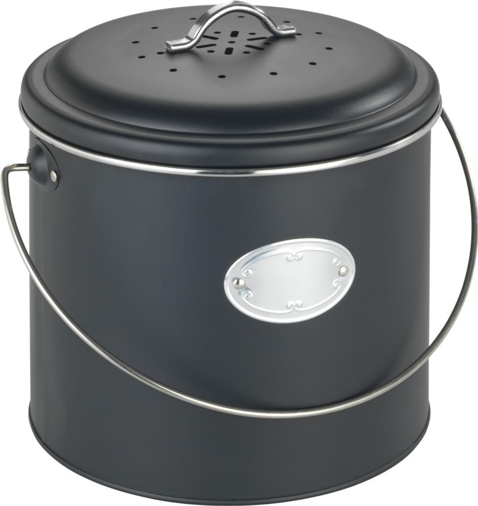 WENKO Metall Komposteimer Nero 6 L in Schwarz 22,5 x 22,5 Produktbild 