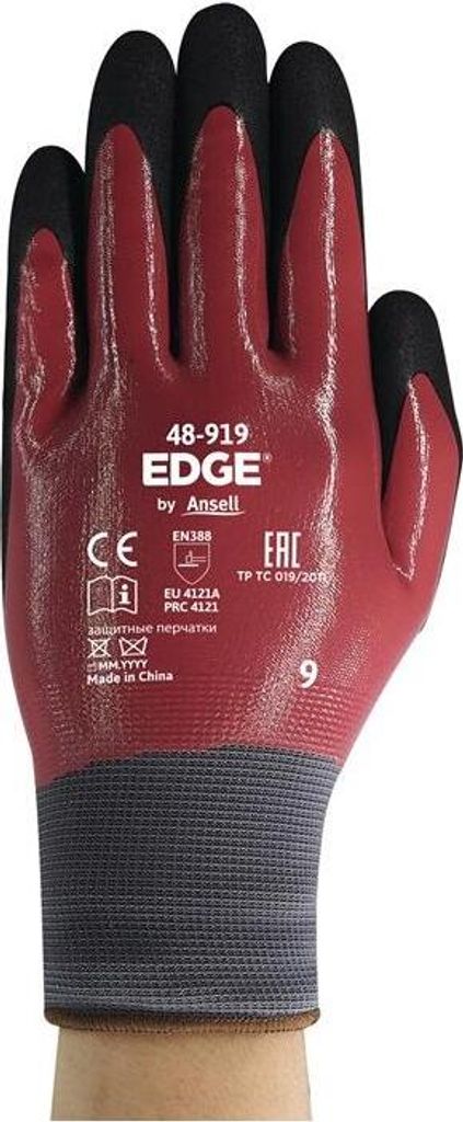 Handschuhe EDGE 48-919 Gr.9 weinrot/schw