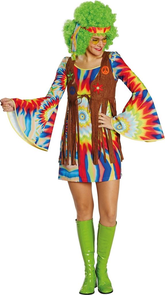 Mottoland Faschingskostüm Hippie Lady, Größe 38, Farbe original