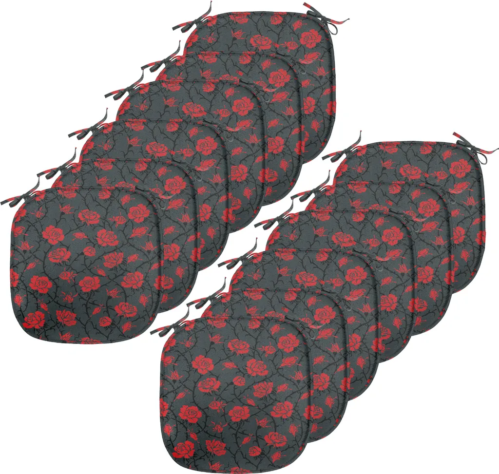 Set 12 Cuscini Sedie 40x40 Antimacchia Rosso Nero ABAKUHAUS Decorativi