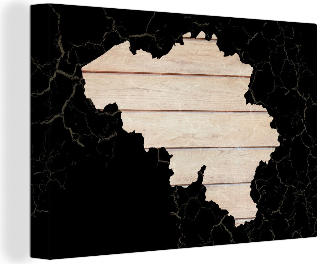 OneMillionCanvasses - Leinwandbilder - 150x100 cm, Karte Europa - Belgien - Holz, Wandbilder Kunstdruck Wanddekoration