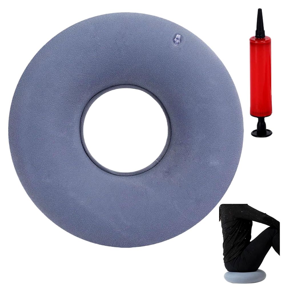 Aufblasbarer Sitzring, Hämorrhoiden Sitzkissen Steißbeinkissen Donut Kissen mit Pumpe für Entlastung bei Steißbeinschmerzen (Grau)