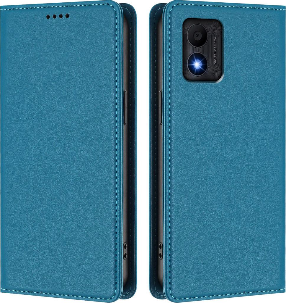 Handyhülle für TCL 303, Kunstleder Klapphülle Stoßfeste Magnetische Hülle mit Ständer Blau