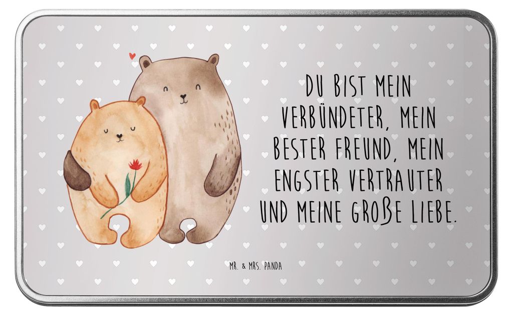 Mr. & Mrs. Panda Metallbox Bären Liebe - Grau Pastell - Geschenk, Metalldose, Freundin, Küchenbehälter, Bär, Freund, Kaffeedose, Kuscheln, Verk...