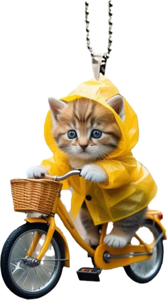 Katzen-Anhänger aus Acryl, Dekoration, Hängeaccessoire mit Umhängeband, einfach aufzuhängen, bezauberndes Aussehen, Spiegel-Fensteranhänger