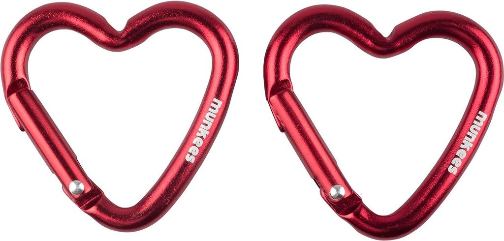 MUNKEES Mini Herz Karabiner 2 Stück Schlüssel Rucksack Anhänger rot