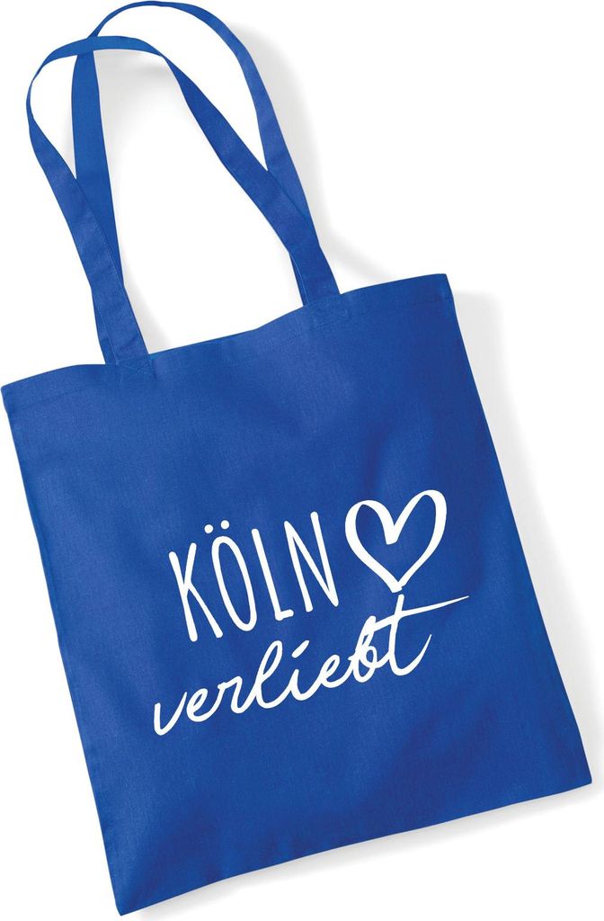 Huuraa Jutebeutel Köln verliebt 10 Liter Bright Royal Baumwolle Tasche Geschenkidee