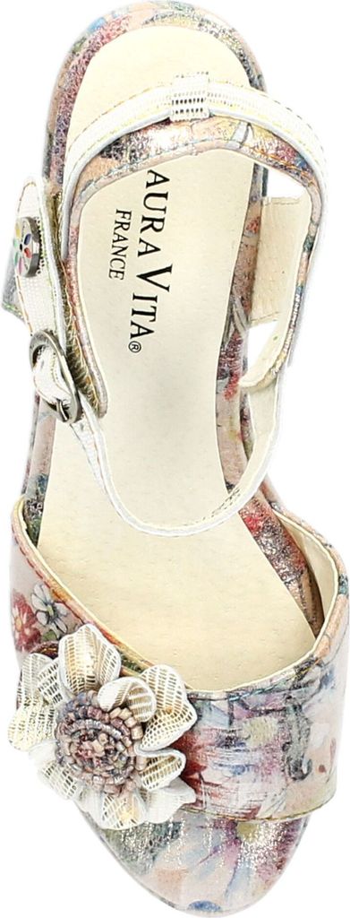 Laura Vita Damen Sandalette Blüte Zierschnalle Klettverschluss Ficnalo 11, Größe:39 EU, Farbe:Beige