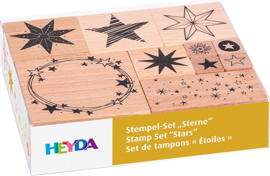 HEYDA Motivstempel-Set "Sterne" in Klarsicht-Box 10 Stempel