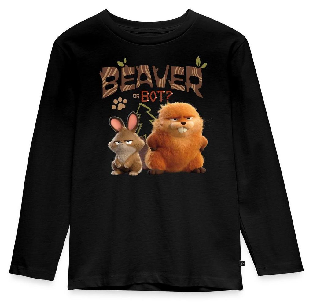 Spreadshirt Hoppers Beaver Or Bot Kinder Premium Langarmshirt, 134/140 (8 Jahre), Schwarz