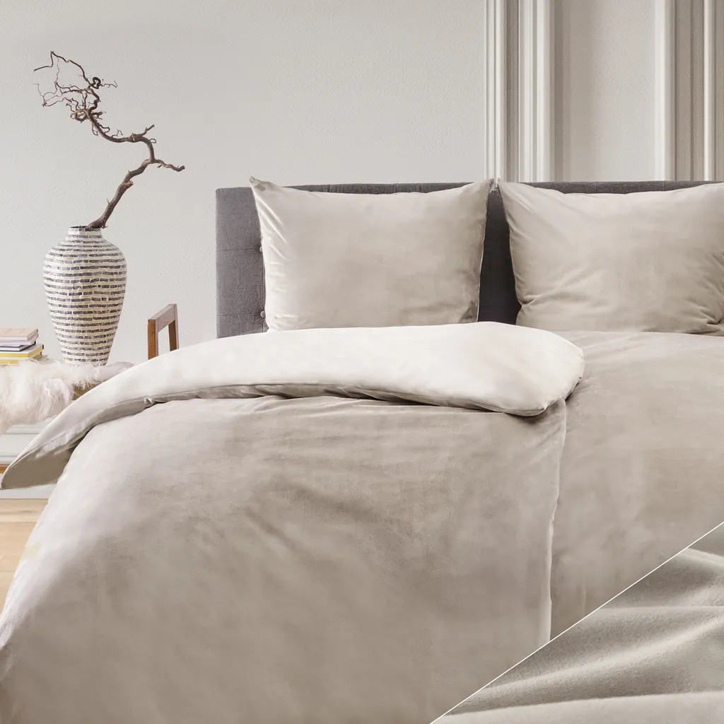 Biancheria da letto Blumtal 2x 135x200 & 2x 80x80cm cashmere touch plush in taupe