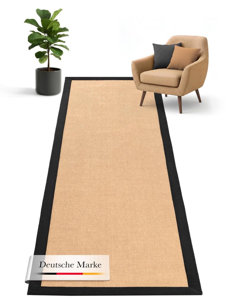 Sisalteppich Läufer Naturfarbe 60x180 cm handgewebt mit Produktbild 