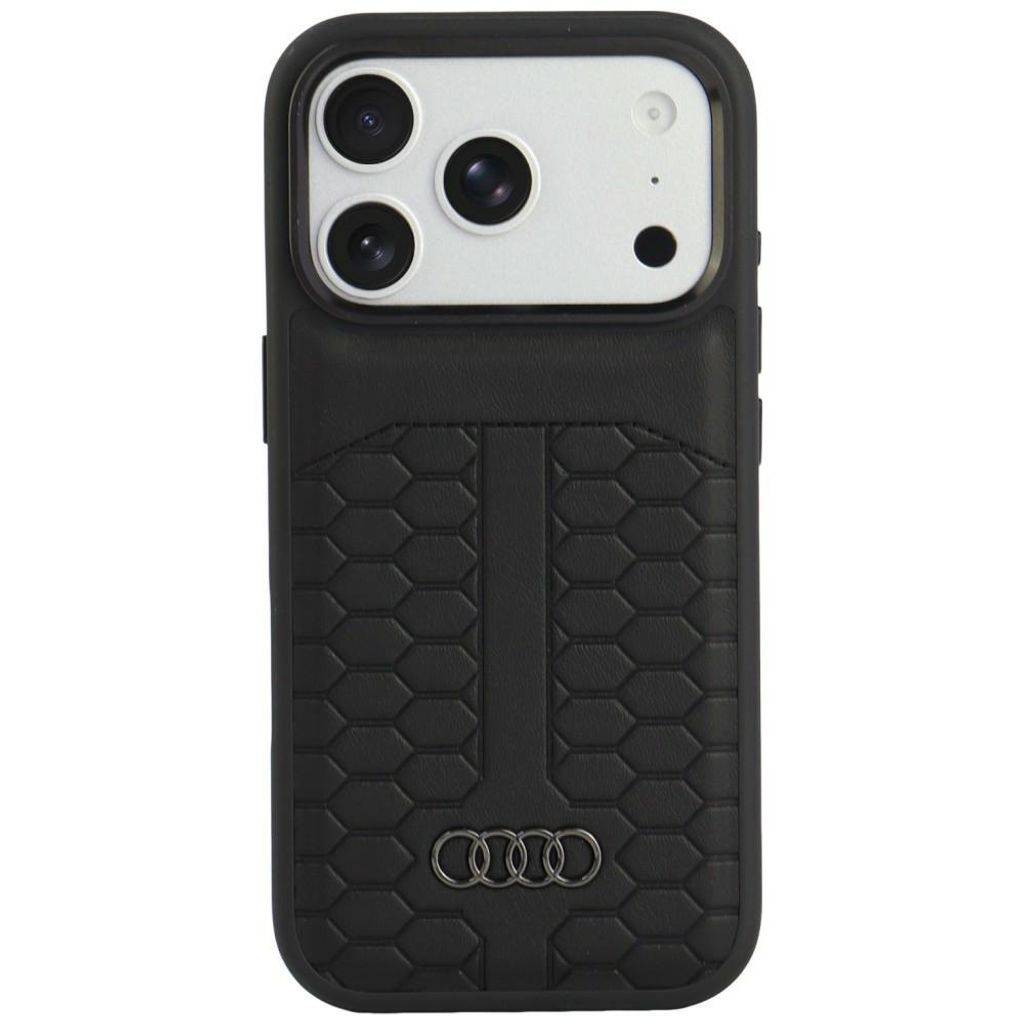 Audi hoesje voor iPhone 18 Pro, MagSafe, echt leer, zwart, Productafbeelding 