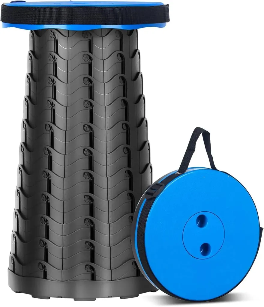 Siège de camping pliable et léger - Tabouret rétractable bleu extérieur - 2