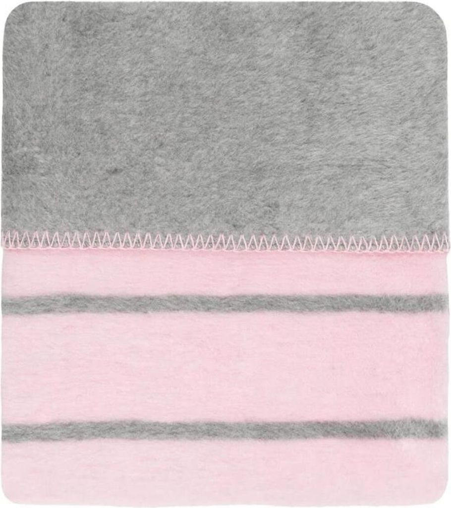 Babydecke aus 100% Baumwolle 75 x 100 mit Streifen - Farbe: Rosa