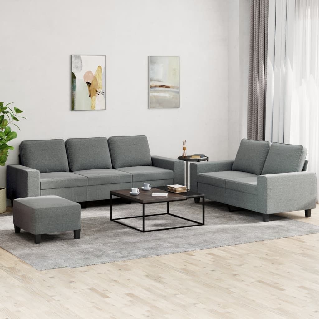 "2026 Promotion" 3-tlg. Sofagarnitur - Wohnzimmer Sofa - Couch - Dunkelgrau Stoff - Klassische Sofas C183