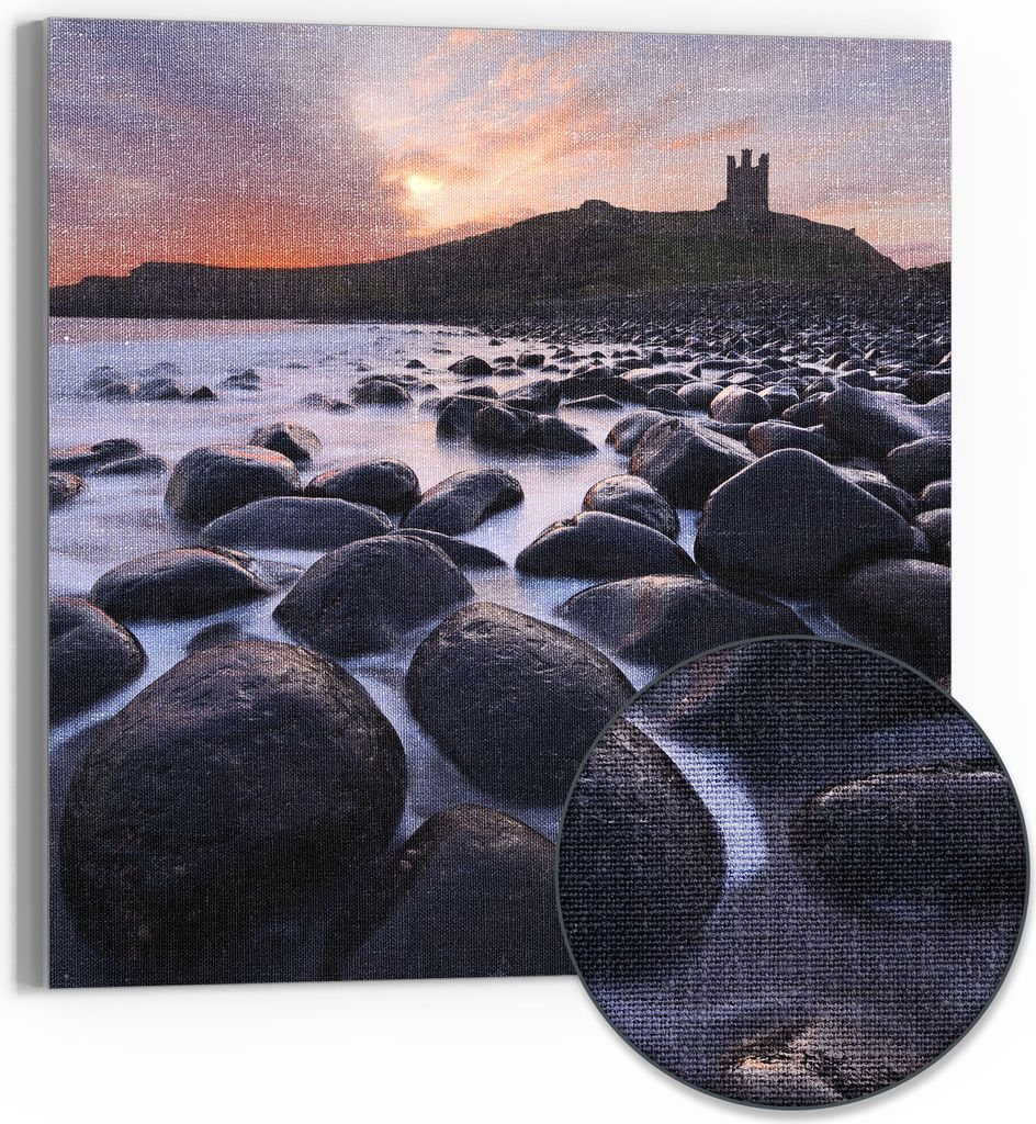 DEQORI Hybrid Leinwand Bild 30x30 cm 'Küstendämmerung' Wandbild Glas flach modern