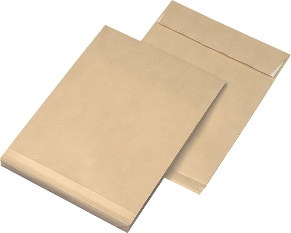 MAILmedia Faltentaschen DIN C4 ohne Fenster braun mit 2,0 cm Falte, 100 St.
