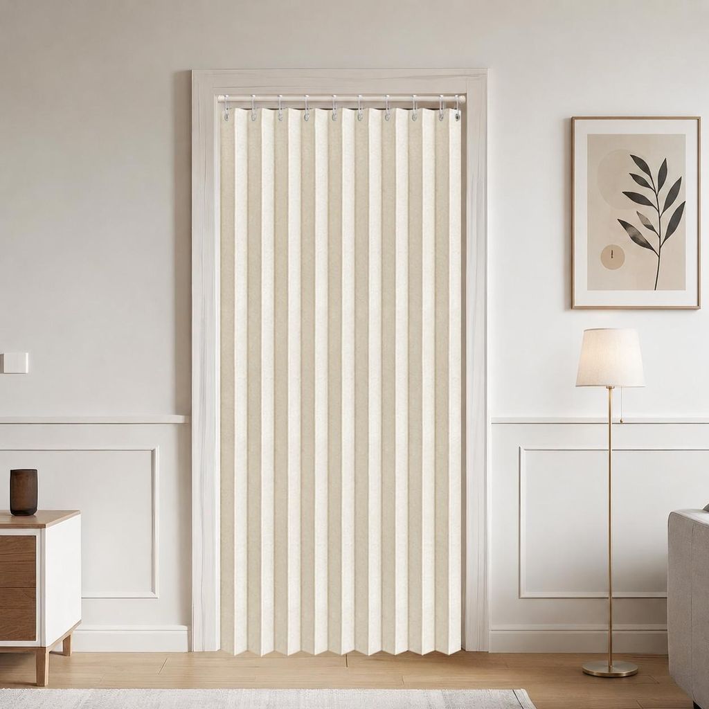 Türvorhang Leinenoptik B126xH200cm Blickdicht Wasserdicht Faltbarer Raumteiler Vorhang Gardinen für Wohnzimmer Schlafzimmer Badezimmer, Beige