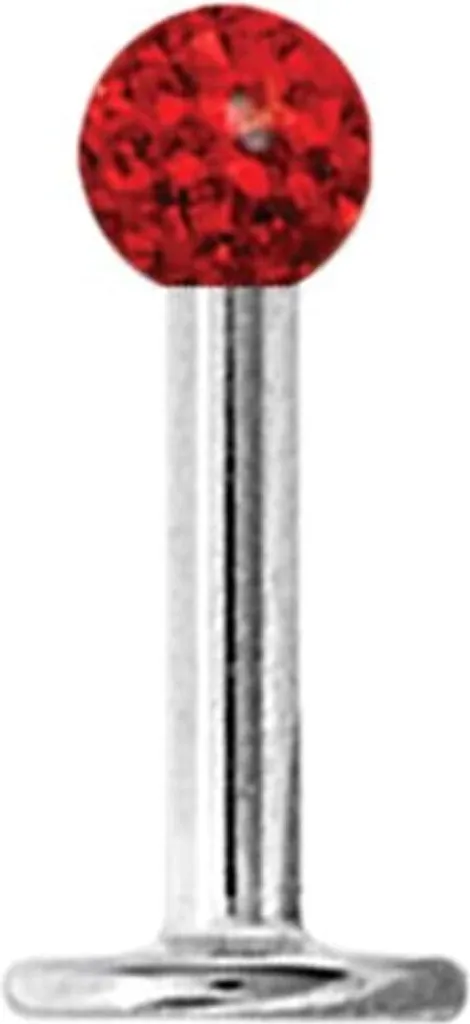 Karisma Piercing Rosso Cristallo 3mm - Labret Titanio G23 Ipoallergenico