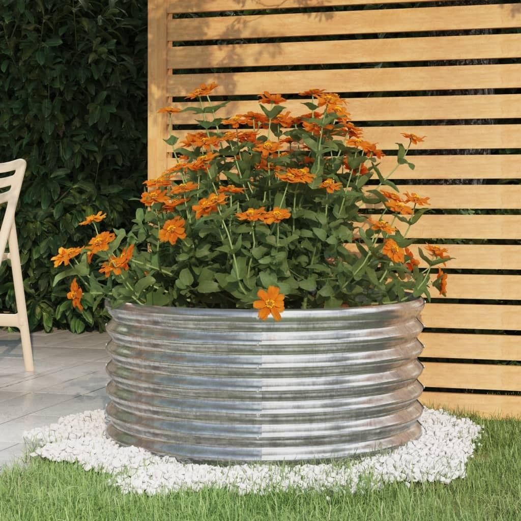 Pflanzkübel Pulverbeschichteter Stahl 80x80x36 cm Silber , Gabionen Design 2024