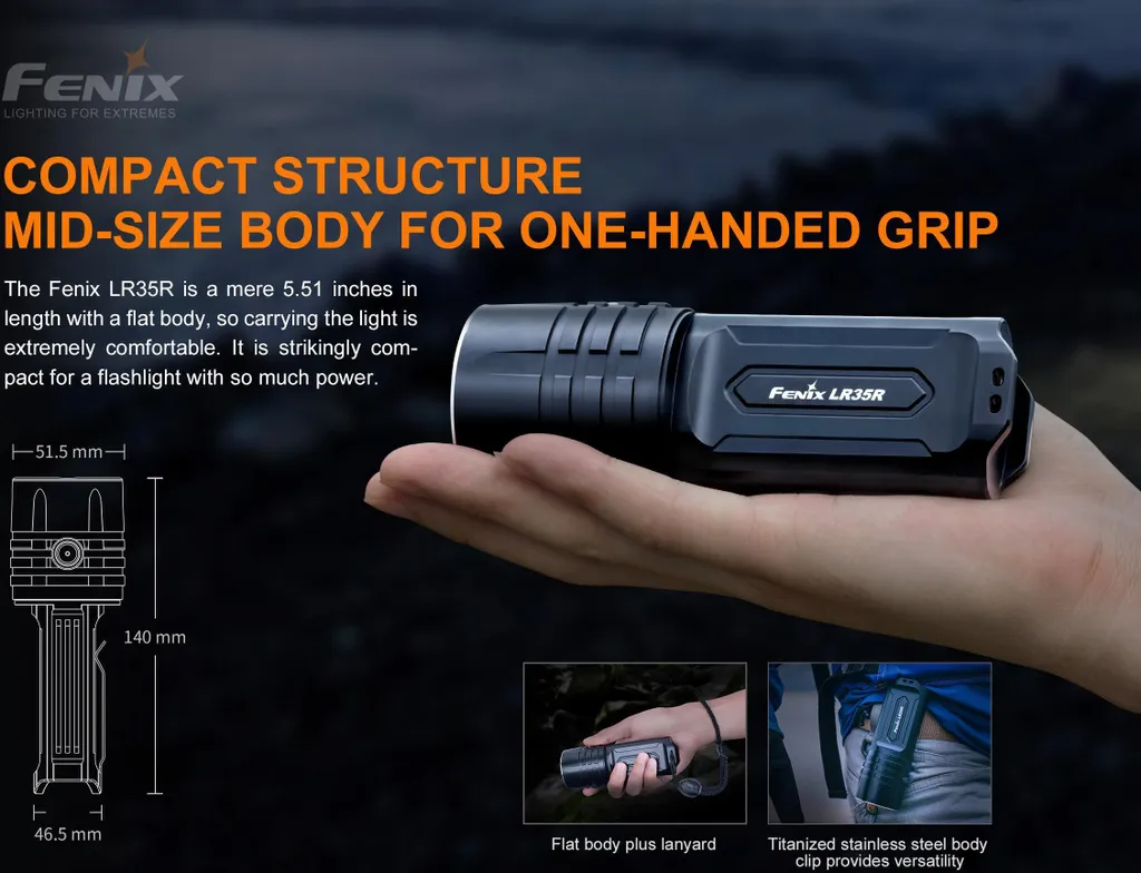 Lampe torche rechargeable Fenix LR35R avec 6 modes d'éclairage LED - 12