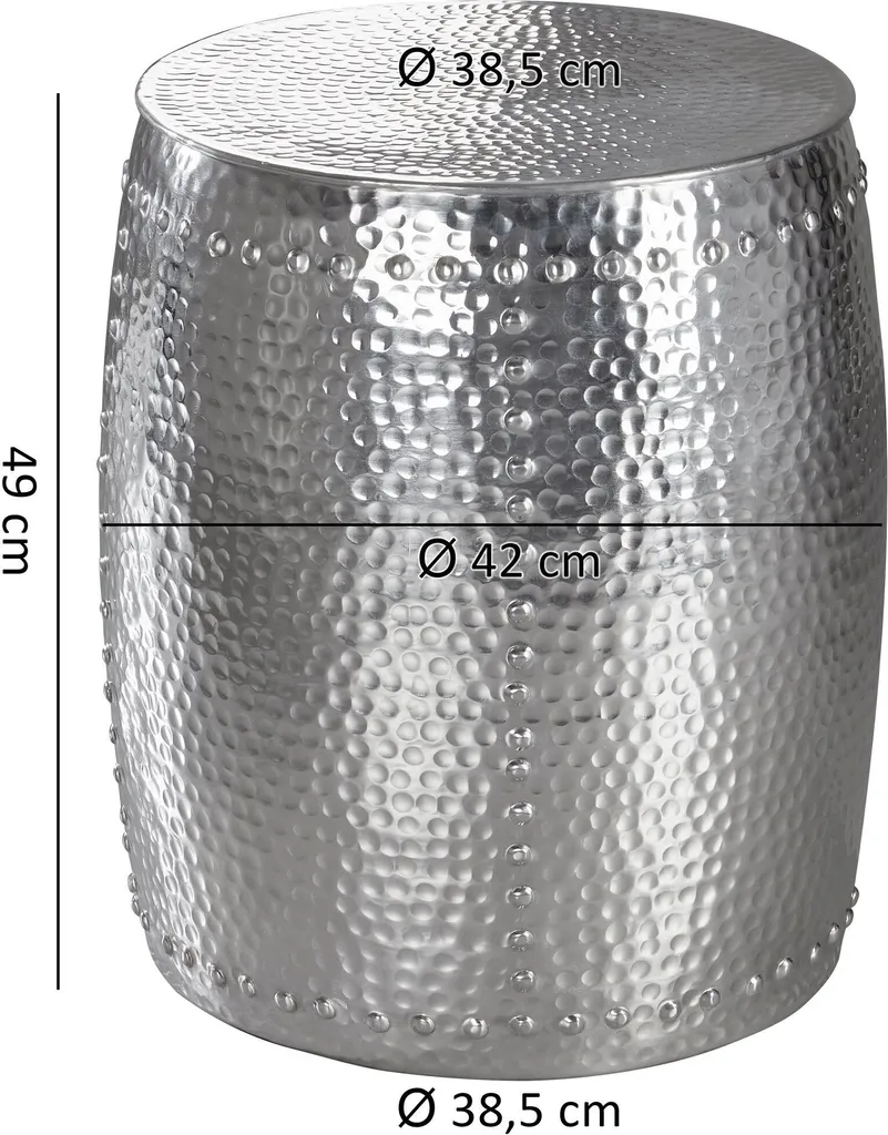 Petite table en aluminium argenté PEDRO 42x42cm structure robuste