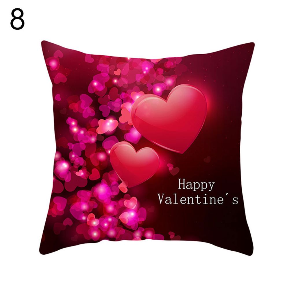 Happy Valentine Day Heart Blume Wurf Kissen Kissenbezüge Hülle Home Sofa Dekor-8#
