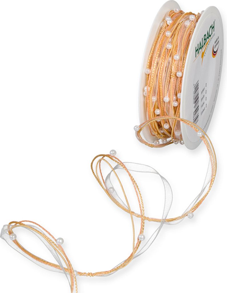 Organza-Perlen-Kette apricot 15m