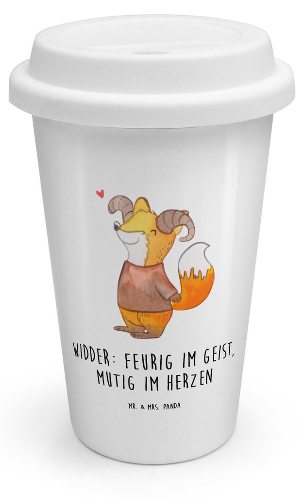 Mr. & Mrs. Panda Thermobecher Widder Astologie - Weiß - Geschenk, ToGo Kaffeebecher, Mehrwegbecher, Astrologie, To Go, Sternzeichen, Coffee Becher...