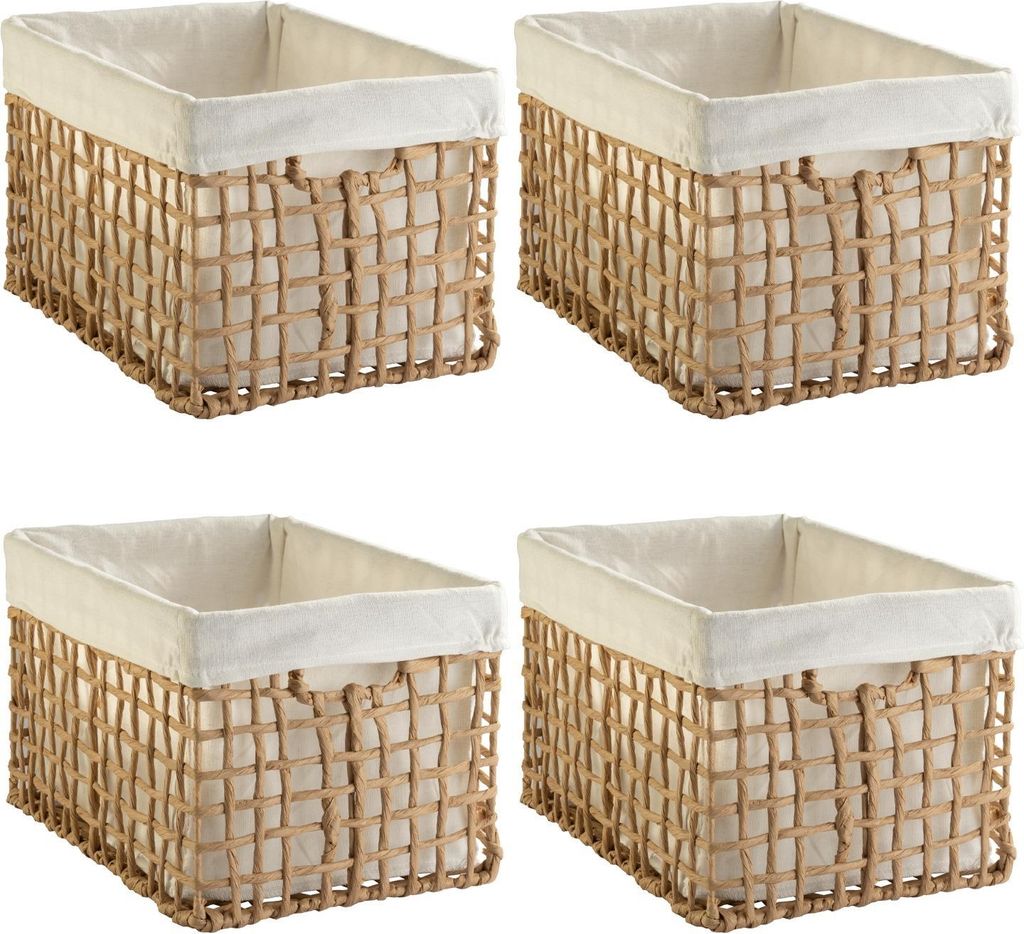 Aufbewahrungskörbe - 35 x 22 cm - Beige - Braun - mit Stoffeinsatz - 4er Set