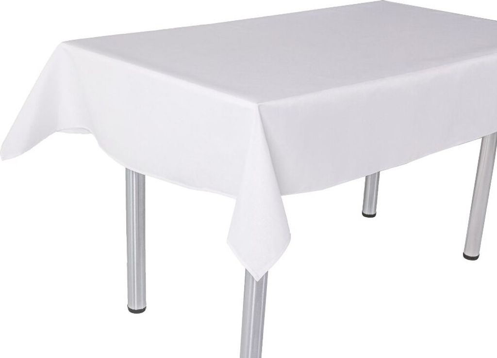 TULIA-HG Tischdecke Leinenoptik Lotuseffekt 135 -260 cm Gastro Haus Garten eckig Weiß 135 x 200 cm