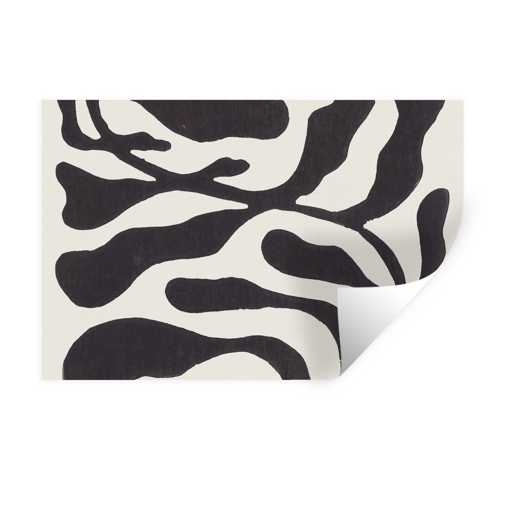 MuchoWow Wandtattoo Wandsticker Wandaufkleber Blätter - Pflanze - Pastell - Schwarz 60x40 cm Selbstklebend und Repositionierbar - Wierderverwend...