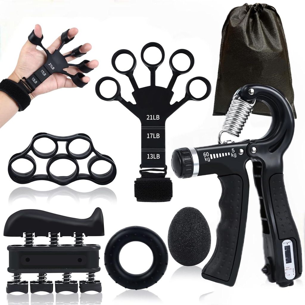 Handtrainer, Fingertrainer, Fingerhantel, Finger Trainingsgerät, 6er Set Handmuskeltrainer, Unterarmtrainer, Verstellbare