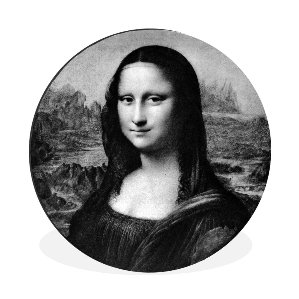 MuchoWow Aluminium Wandkreis Mona Lisa - Leonardo da Vinci Ø 60 cm Wanddeko Modern Wohnzimmer - Wand Kreis - Wandbild - Schlafzimmer - Aluminium...