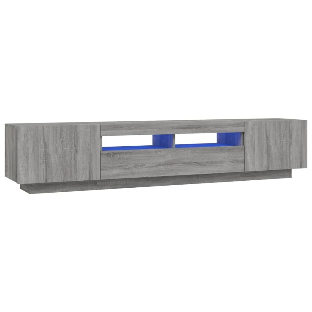 Lot de 2 Meubles TV Gris Sonoma avec Éclairage LED - Design Scandinave